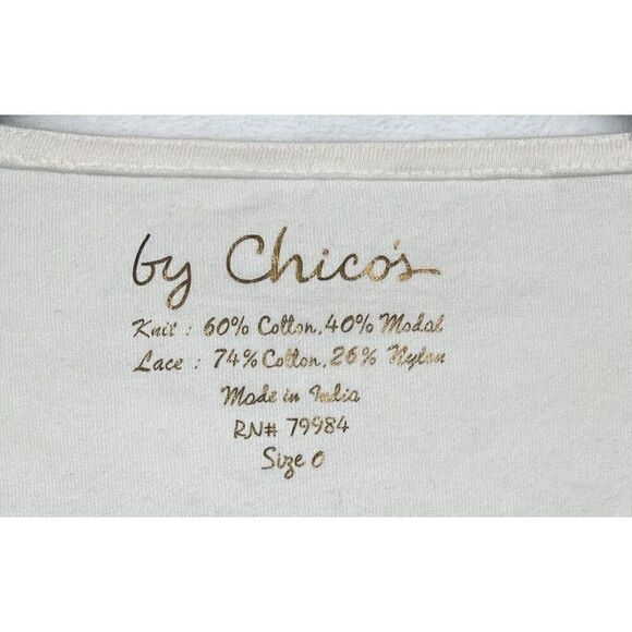 Chico's Ecru Lace Foil Tank Top Size 0 New With Tags - Picture 3 of 10